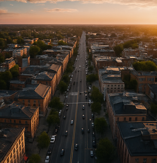 Cinematic drone shot of a real estate listing